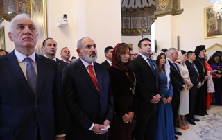 Prime Minister Pashinyan attends the re-consecration ceremony of Etchmiadzin Cathedral together with his lady